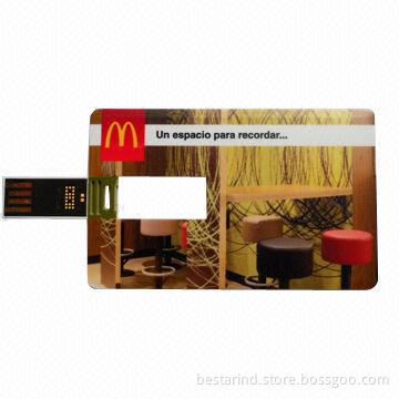 Promotional slim credit card USB flash drive, large logo area, customized colors/logos are accepted